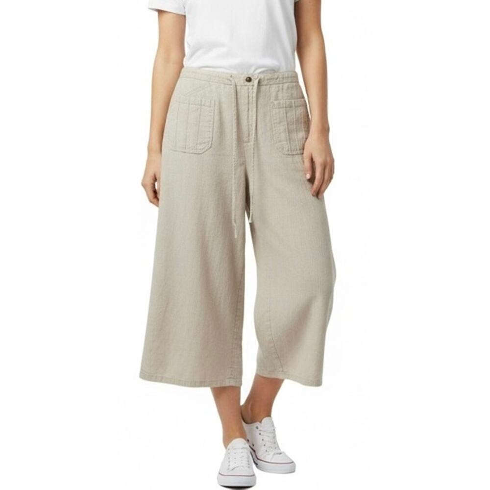 Cato Classic Cropped chinos Patch Pocket drawstring button closure pants size 8